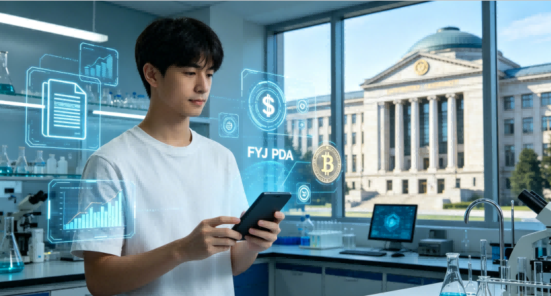 Integrated University Asset Management Solution Professional university administrator using RFID PDA for fixed asset management in a research lab.
